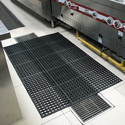 ybaymy Gummimatte Ringgummimatte Wabenmatten Große Gummi-Eingangsmatten für den Außenbereich rutschfest Fußmatte gelochte Fussmatte Outdoor Teppich Antirutschmatte Schmutzfangmatte 90 x 210 cm