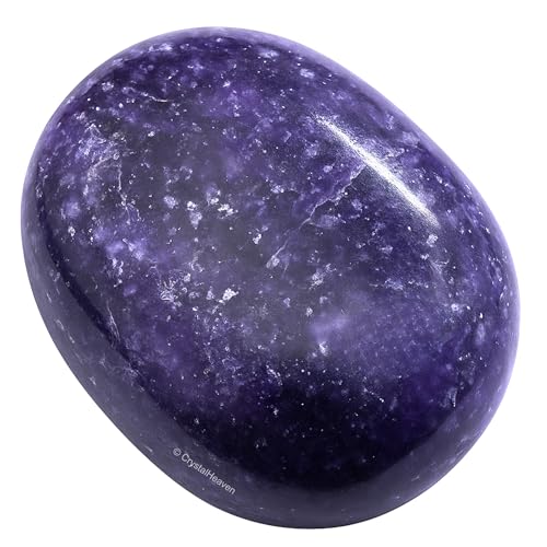 Image of Crystal Heaven Lepidolite Crystal Palm Pebbles Stones For Anxiety Stress Relief Massage - Aaa Grade Original Healing Gemstone Agate Palm Stone For Yoga Meditation Spiritual Reiki Feng Shui
