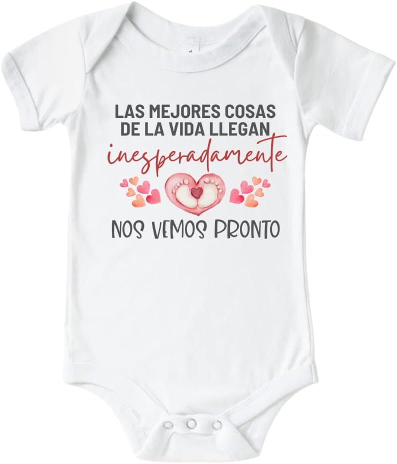 Baby Announcement Onesie In Spanish, Cute Pregnancy Announcement Gifts For Abuelitos, Familia, Papi, Tia, Abuelo, Abuela, Surprise Baby Announcement Gifts Grandparents Spanish.