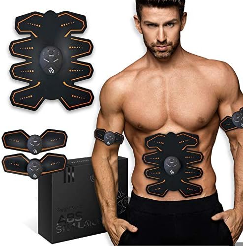 8 Pads Abs Trainer- Unisex EMS Muscle Stimulator, Waist Trainer, Thigh Trainer, Abdominal Trainer, Stomach Toner, Thigh Belt, Arm Trainer with 6 Exercise Modes-CE Certified Home Workout Equipment