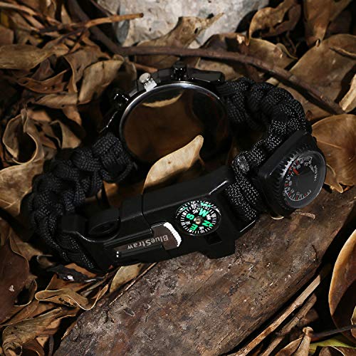 Survival Bracelet Watch, Men/Women Waterproof Emergency Survival Watch with Paracord Whistle Fire Starter Compass Thermometer, 6 in 1 Outdoor Gear - Thumbnail 4