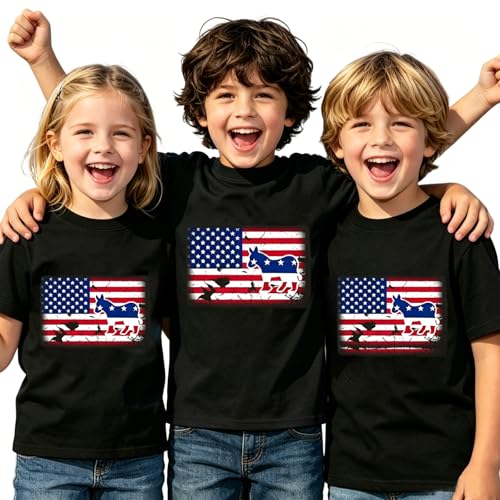 Image of Toddler Girl Short Sleeve Shirt Love Heart Top Girls 4th of July Shirts