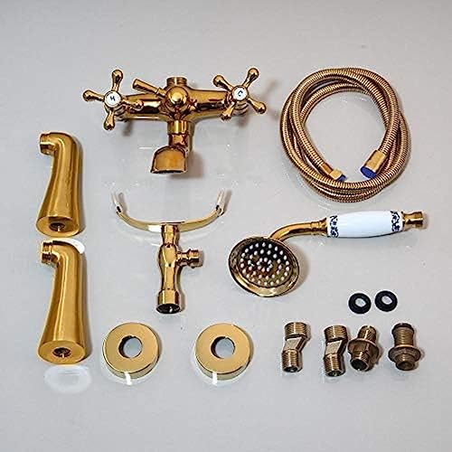 Robinets de baignoire et de douche dorés avec mitigeur à double boutons - 6