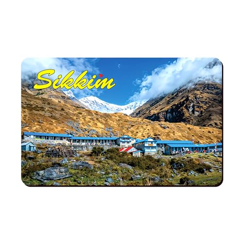 Image of Elegant Fridge Magnet with Themes |Rectangular Size Refrigerator Magnet with Magnetic Rubber Back | Pack of 1, 8.6cm X 5.4cm (Sikkim - Design 2)