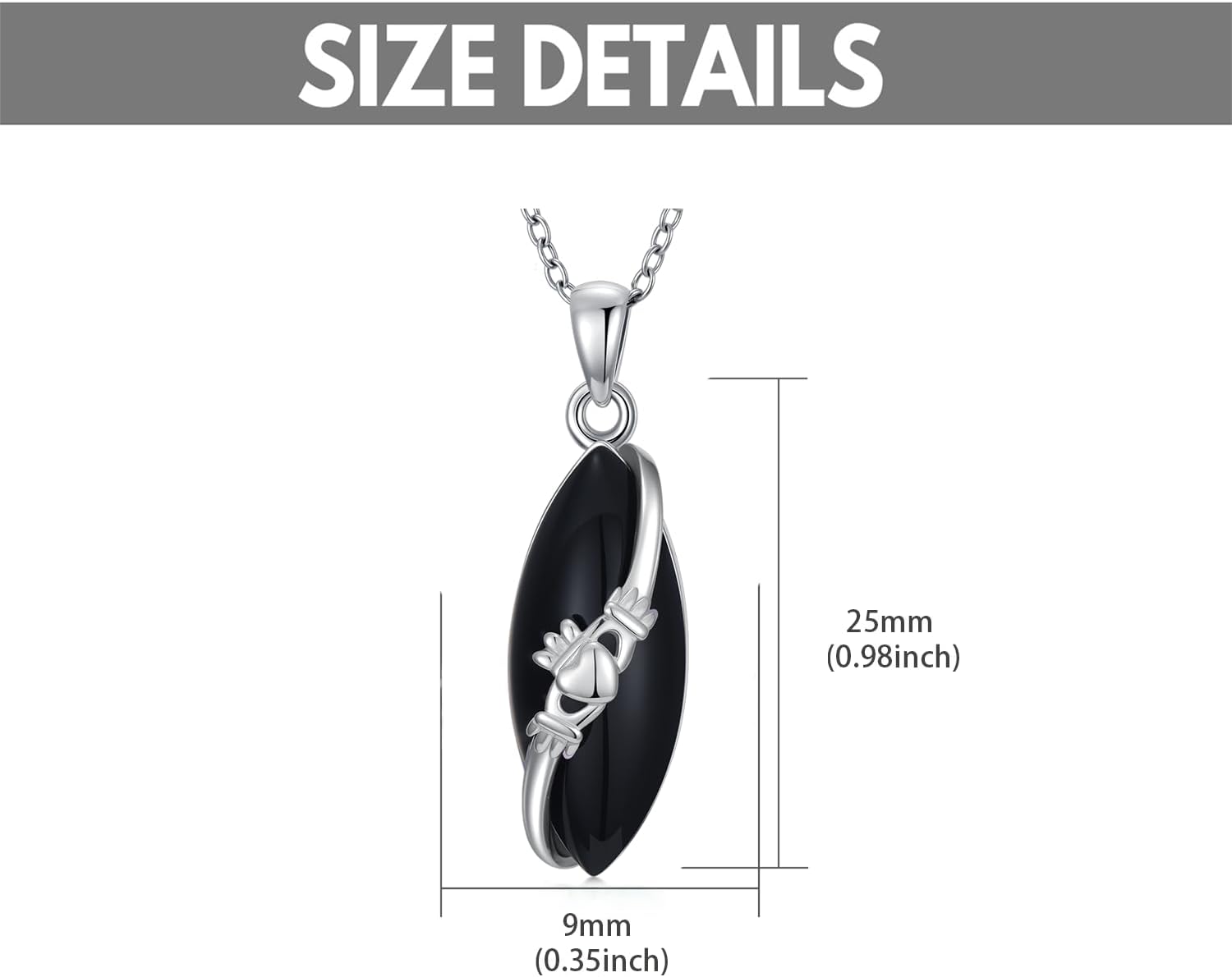 Claddagh Necklace for Women, S925 Sterling Silver Black Agate/Cat Eye/Malachite/Turquoise/Amethyst/Tiger Eye Gemstone Claddagh Pendant Irish Jewelry Anniversary Birthday Gifts for Women - Image 5