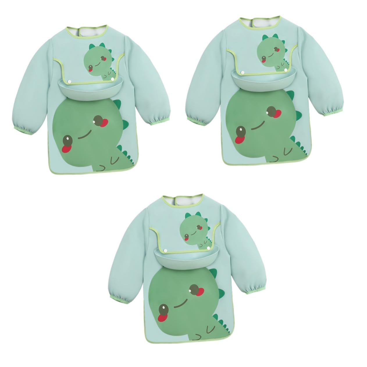 VICASKY 3piezas Babero Para Niño Niña Con Mangas Largas Ropa De Alimentación y Pintura Para Niño Niña Protección De Ropa Para Comidas y Actividades Creativas