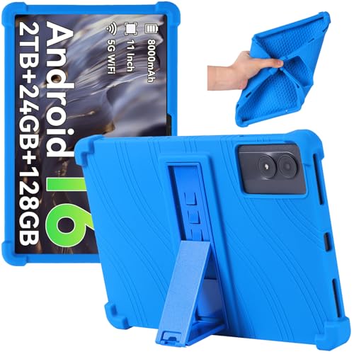Coque TABWEE T50 antichoc en silicone Junfire avec support de visionnage bleu