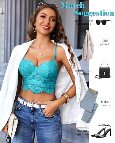Image of Avidlove Lace Bralettes for Women Y2k Strap Bustier Cami Top V Neck Camisole Lingerie
