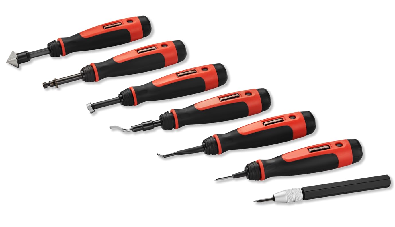 AFA Tooling - Deburring Tool 7 Piece Kit - Deburring and Reamer Tools - Works on Metal, Resin, PVC Pipes, Copper, Plastic and 3D Printed Edges - Plumbing & 3D Printing Burr Removal Reamer Tool