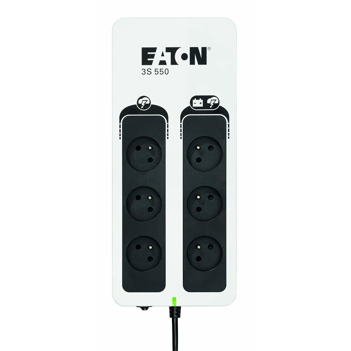 Eaton 3S 550 FR - Off-Line UPS - Sistema de alimentación ininterrumpida SAI - 550VA (6 Salidas Tipo FR) - Negro y Blanco (3S550F)