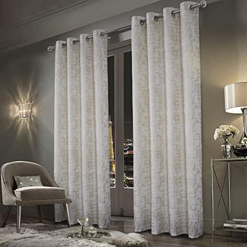 always4u Soft Velvet Curtains 100% Blackout for Window for Bedroom Thermal Gold Foil Printed Shining Luxury Window Treatment Drapes for Living Room 1 Pair White 90*90