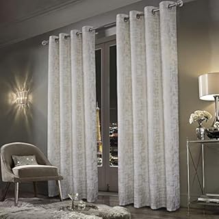 always4u Soft Velvet Curtains 100% Blackout for Window for Bedroom Thermal Gold Foil Printed Shining Luxury Window Treatment Drapes for Living Room 1 Pair White 90*90