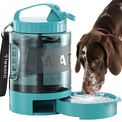 Lesotc Dog Travel Water Bottle & Bowl 77oz, Blue