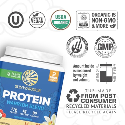 Image of Organic Plant Based Protein Powder | Vegan Organic Protein Powder Vanilla Flavored with BCAA Amino Acids & Hemp Seed Pea Blend | Non-GMO Soy Dairy Filler & Gluten Free (Vanilla, 17 Servings)