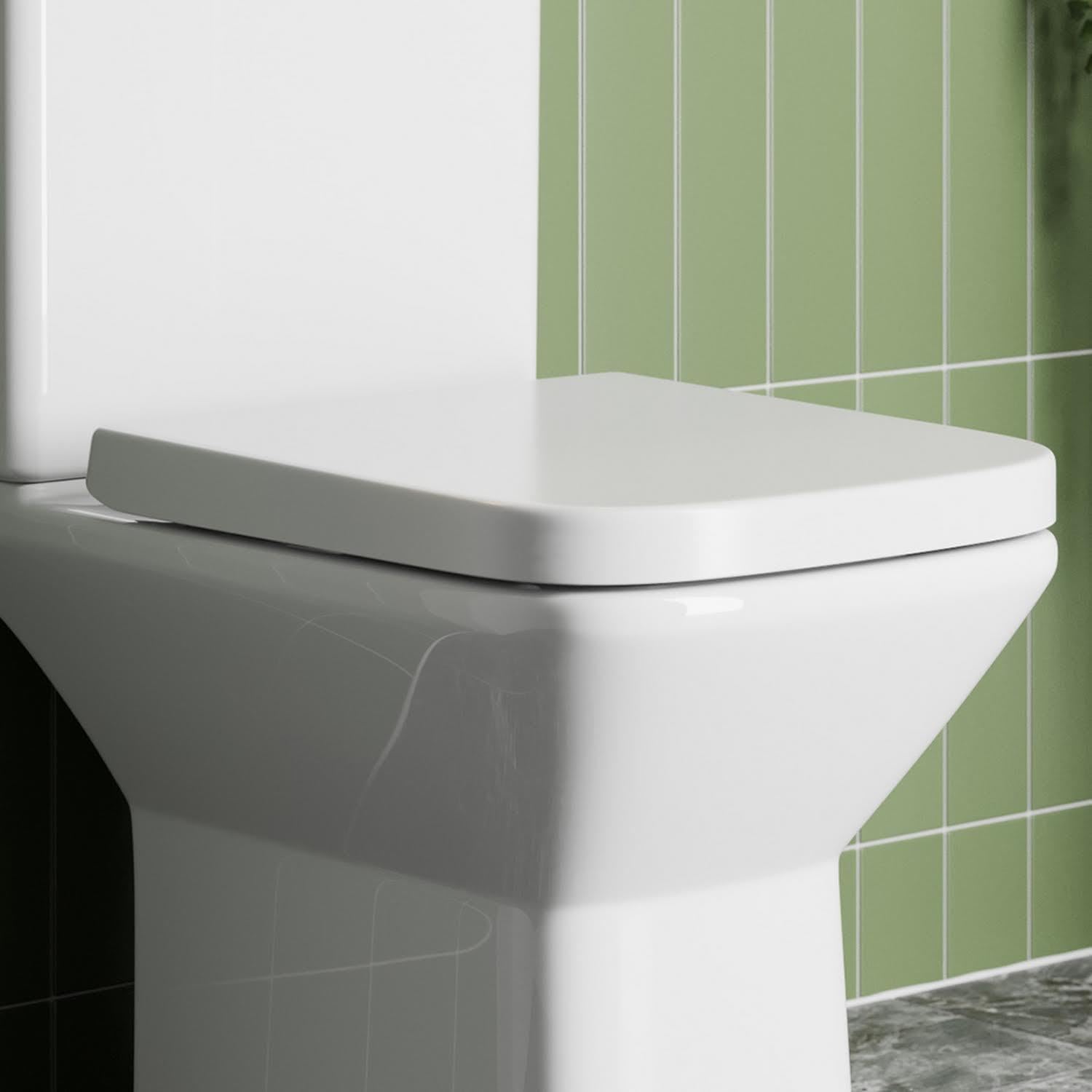 Bathroom Toilet Seat Square Soft Close Top Fix Hinges White Gloss Modern