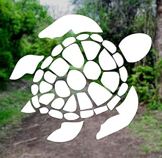 Sea Turtle [Pick Any Color] Vinyl Transfer Sticker Decal for Laptop/Car/Truck/Window/Bumper (5in x 4.5in, White)