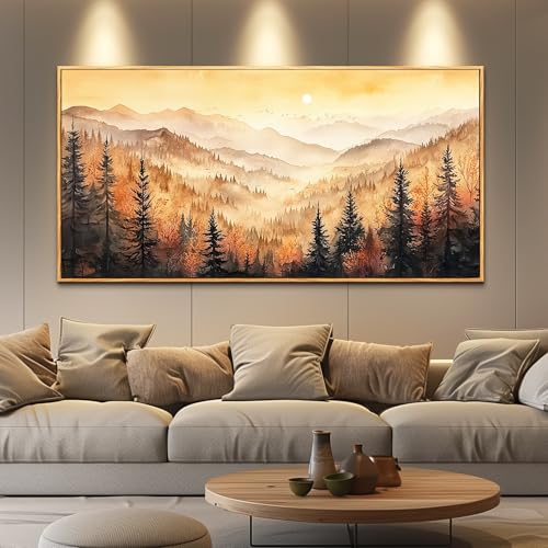 FUHAIHUA Wood Framed Canvas Wall Art For Living Room Wall Decor For Bedroom Office Wall Decoration Forest Landscape Paintings Farmhouse Pictures Artwork Room Aesthetic Home Decor 20x40 In by FUHAIHUA - Used condition - US$55.19