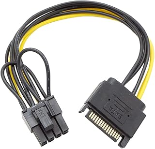 Herfair SATA Power Cable 15 Pin to 8 Pin (6+2 Pin) Graphics Card Adapter Sata to GPU PCI-Express Converter Video Card Power Supply Cable (2Pack, 20cm)