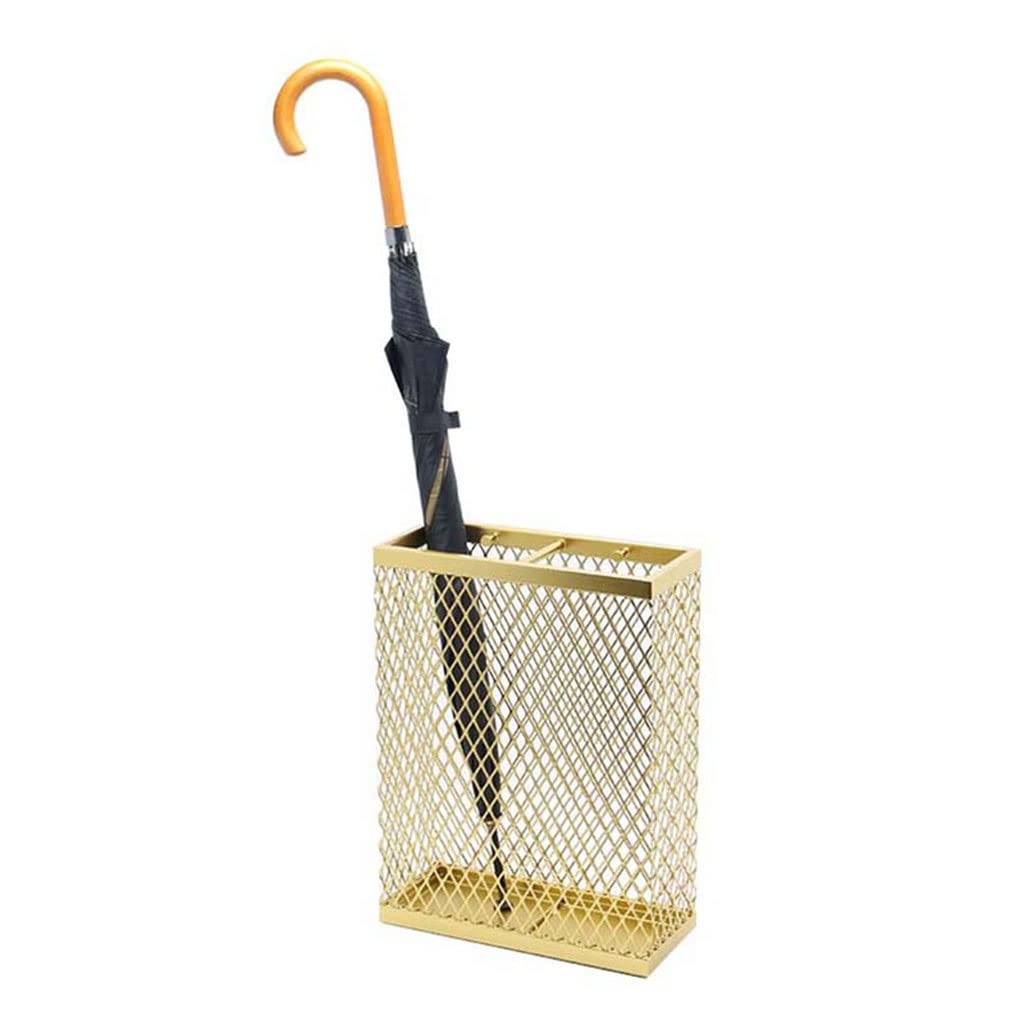 Seau à parapluie rectangulaire doré anti-goutte pour entrée propre