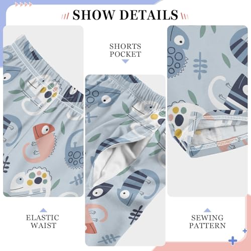 Jungle Chameleon Leaves Boys Long Pants Soft Trousers Elastic Waist Kids Lounge Bottoms with Pockets S-XL4