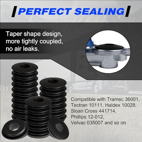 boeray 100pcs Glad Hand Seals Black Truck Rubber Gladhand Gaskets Elastic Grommets Round Washers for Semi Trailers Tractors Brake Air Hose Parts Number 10028 Truck Accessories