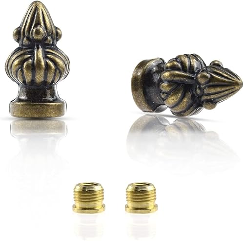 Miniatura 22 de Perilla de tapa de latón antiguo con perilla de acabado de lámpara retro con tornillo de doble rosca para pantalla de lámpara, se adapta tanto a 3/8