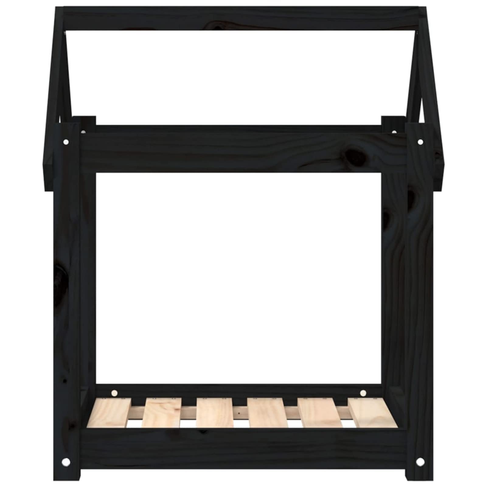 LAPOOH Cama para Perros Madera Maciza de Pino Negro 61x50x70 cm, Colchon Perro, Cuna Perro, Cama Mascota, Dog Bed, Cama para Perros Y Gatos