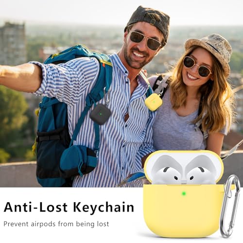Image of Ljusmicker for AirPods 4 Case 2024 with Cleaner Kit,Yellow | Soft Silicone Protective Cover for Apple AirPods 4th Generation Case with Keychain for Women Men,Shockproof
