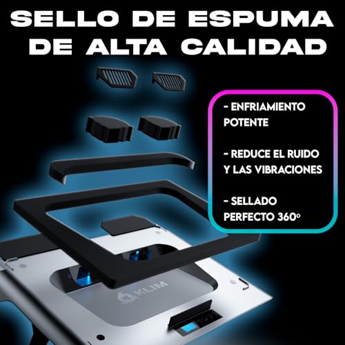 KLIM Everest Base de refrigeración para portátiles - Evita el sobrecalentamiento y Protege tu portátil Gaming -14 a 17" - 2 Ventiladores Turbo de 4300 RPM para un Rendimiento máximo - Nuevo - imagen 3