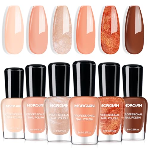 Morovan Nude Nail Polish Set: 6 Colors Terracotta Butter Light