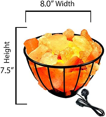 Himalayan Salt Lamp Himalayan Natural Pink Salt Lamp Iron Basket with Salt Glow Himalayan Healing Ionizing