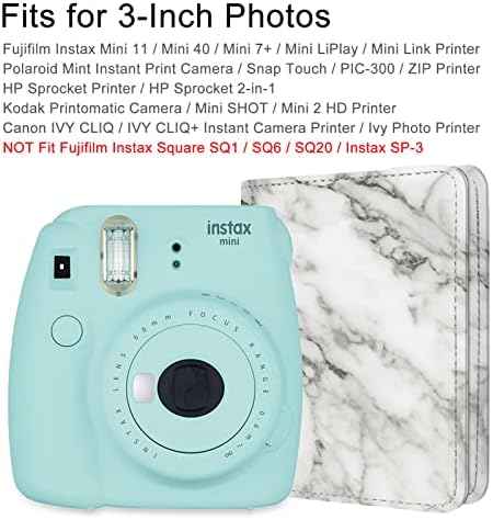 FINTIE Mini Photo Album for Fujifilm Instax 3-Inch Film- 104 Pockets Album for Fujifilm Instax Mini 11 Mini 9 Mini 8 Mini 90 Mini 25 Mini Link Printer, Polaroid Snap PIC, Marble White