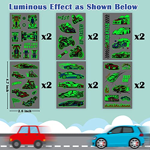 Cerlaza Luminous Cars Temporary Tattoos For Kids, 90 Styles Glow Cars Birthday Party Supplies Favors Decorations, Vehicle Fake Tattoo Stickers Gifts Games For Children Toddlers #TOP2