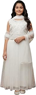 Aarika Girls Ethnic Wear White Colour MirrorEmbellished Emroidery Net Lehenga Choli Set With Dupatta Price In India