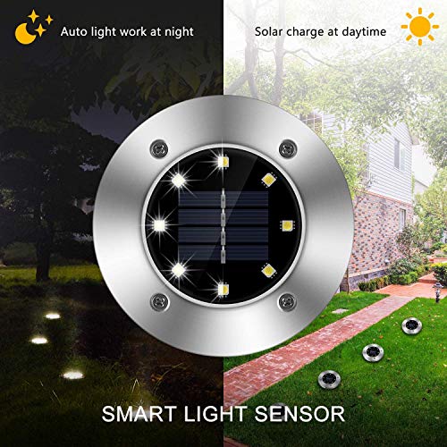 ZGWJ Solar Ground Lights,8 LED Disk Lights Upgraded Outdoor Garden Lights Landscape Lights for Lawn Pathway Yard Deck Patio Walkway,8 Pack White