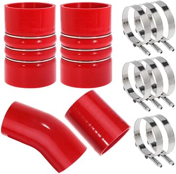 6.0 Turbo Intercooler Boots Clamps Kit For Ford F250 F350 Super Duty Excursion Econoline 6.0L Powerstroke Diesel 6.0 Turbo Intercooler Pipe Boot Kit 2003-2007 with T Bolt Clamp