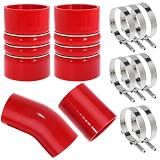 6.0 Turbo Intercooler Boots Clamps Kit For Ford F250 F350 Super Duty Excursion Econoline 6.0L Powerstroke Diesel 6.0 Turbo Intercooler Pipe Boot Kit 2003-2007 with T Bolt Clamp