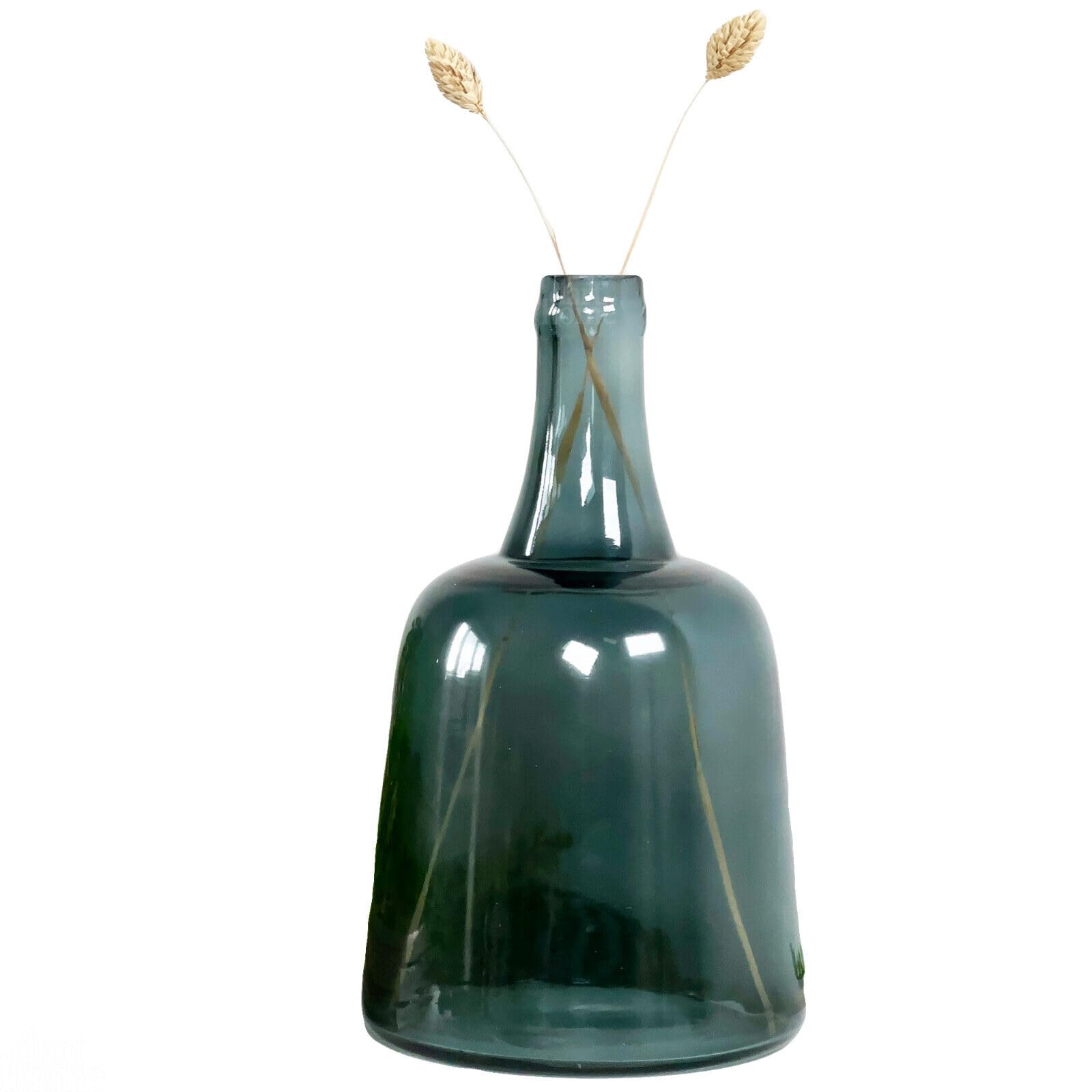 Darthome Blue Azure Bottle Vase 12X21cm Glass Mediterranean Home Decor Flower Stem Pot