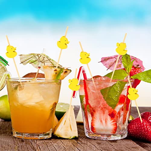 200Pcs Disposable Yellow Duck Cocktail Picks 4.7 Handmade Toothpicks Bamboo Skewers For Appetizer Fruit Sandwiches Food Picks Toothpicks For Party Luau Beach Holiday #TOP4