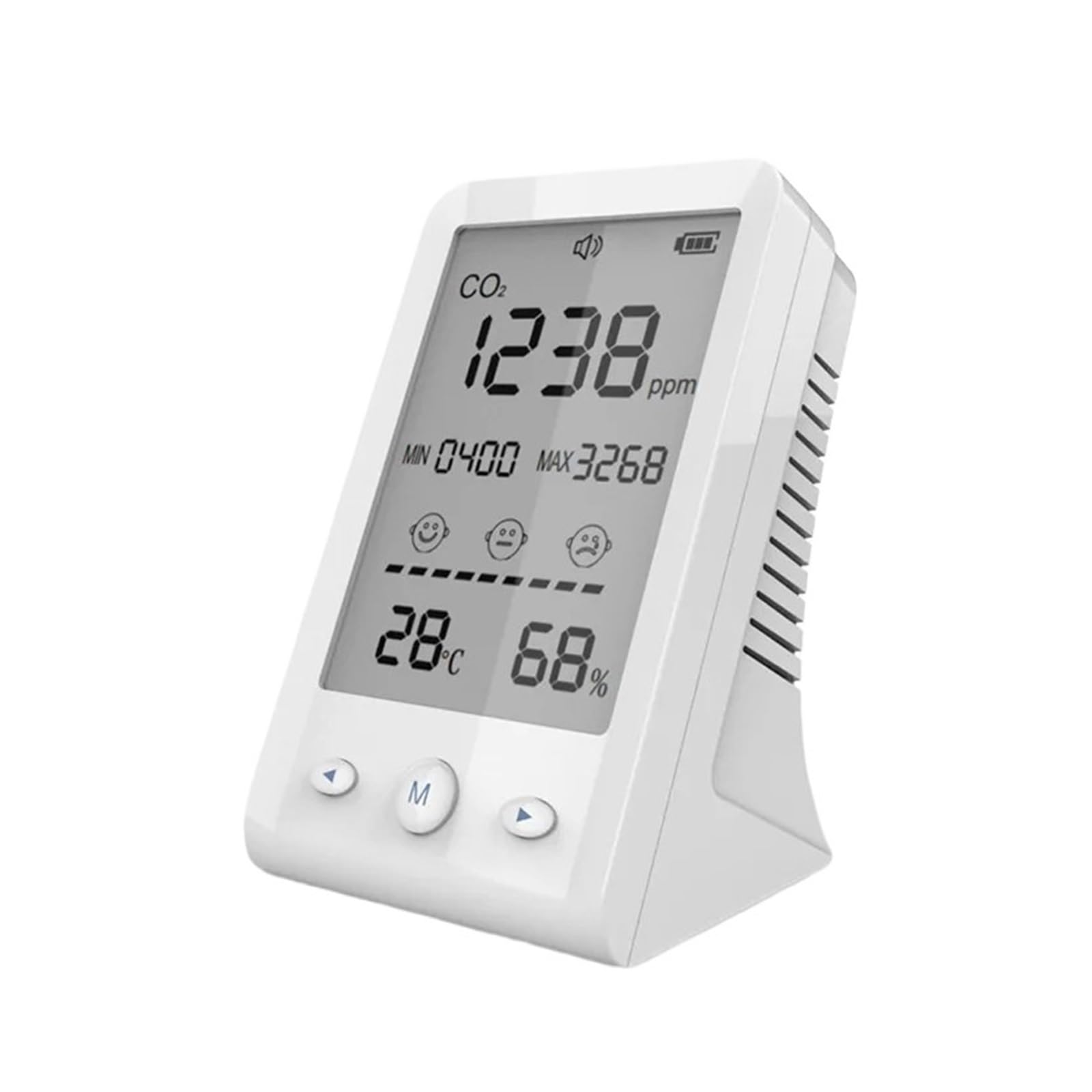 Monitor della qualità dell'aria, Misuratore di CO2, rilevatore di temperatura e umidità, analizzatore di gas e monitor a qualità 'aria 3 in 1 con display LCD