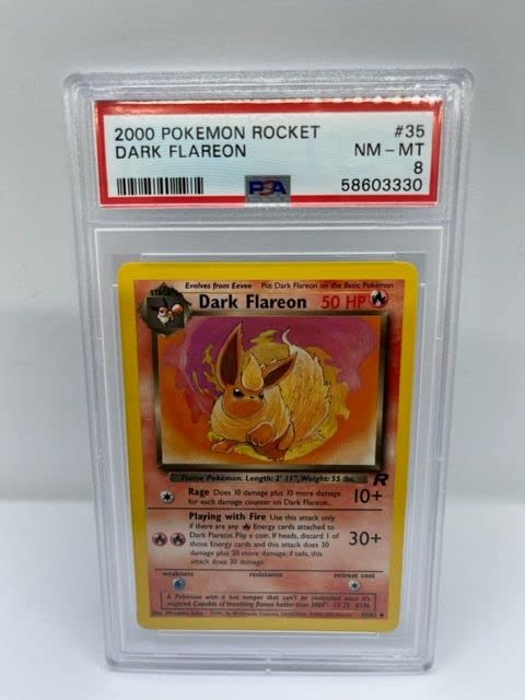 Dark Flareon 35/82 PSA 8 Graded Uncommon Pokemon Card (2000 Pokemon Rocket) + TitanCards® Toploader Toys & Games