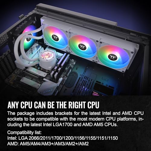 Image of Thermaltake TH420 V2 Ultra ARGB Sync /AlO Liquid Cooler /ARGB Fan 140 * 3 /PWM 500~1800rpm /Water Block 2.1 inch LCD /White, CL-W407-PL14SW-A