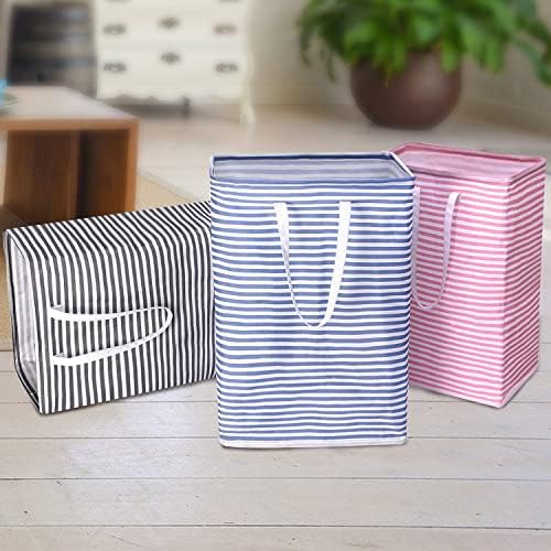 Large Laundry Baskets Waterproof 75L Collapsible Laundry Hamper Freestanding Tall Clothes Hamper with Handles, Foldable Washing Bin Water Resistant Storage Basket Storage Bags for Clothes Toys (Pink)