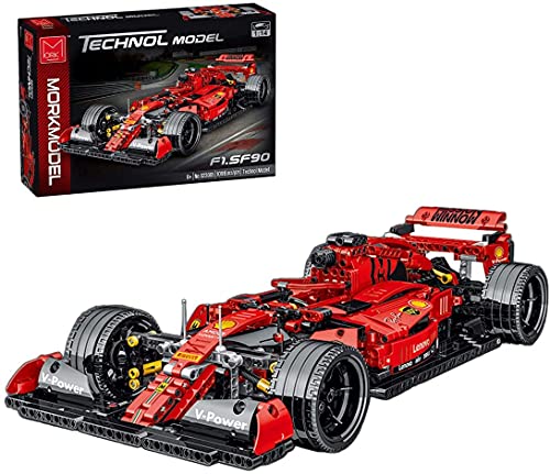 Technic Super Racing Car Bricks Model, Technic F1 Car for Ferrari, 1:14 Formula 1 Race Car Model Kit, 1100 Pieces Building Set for Kids Adults, Compatible with Lego Technic