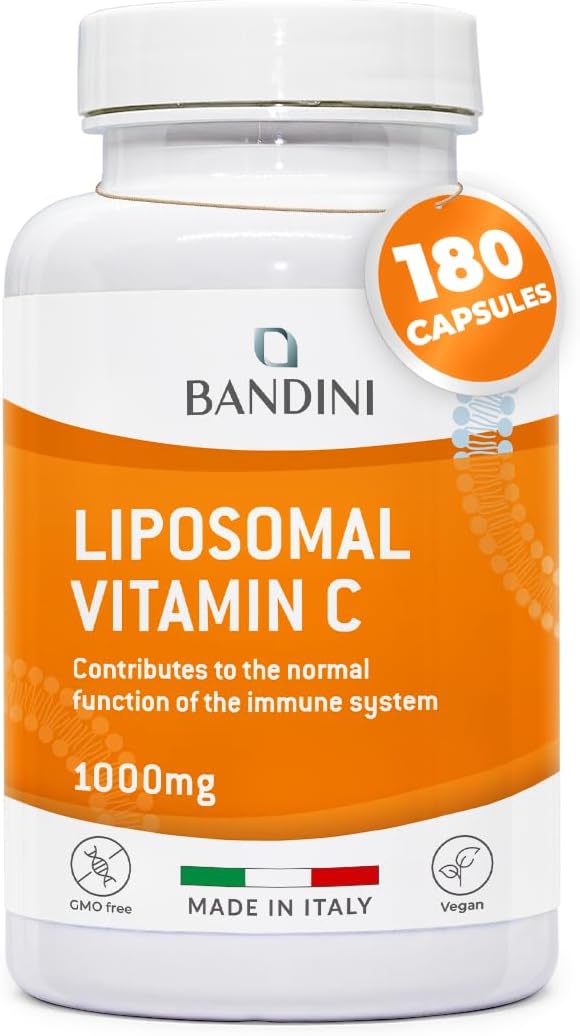 Bandini® Liposomal Vitamin C | High Strength Ascorbic Acid Capsules, High Absorption & Bioavailability | Immunity, Energy, Skin Support - Boosts Collagen & Reduces Fatigue (180 Count (Pack of 1))