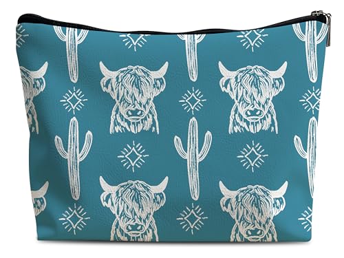 Image of Western Makeup Bag,Western Gifts For Women,Cow Makeup Bag,Cowgirl Stuff,Western Stuff For Women,Western Gifts,Cowgirl Gifts(Leather COW V)