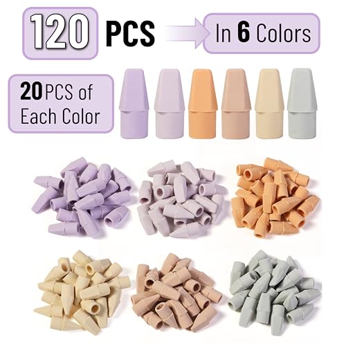 Image of Mr. Pen- Pencil Erasers Toppers, 120 Pack, Colorful, Latex Free, No Smudge | Mr Pen Erasers for Pencils