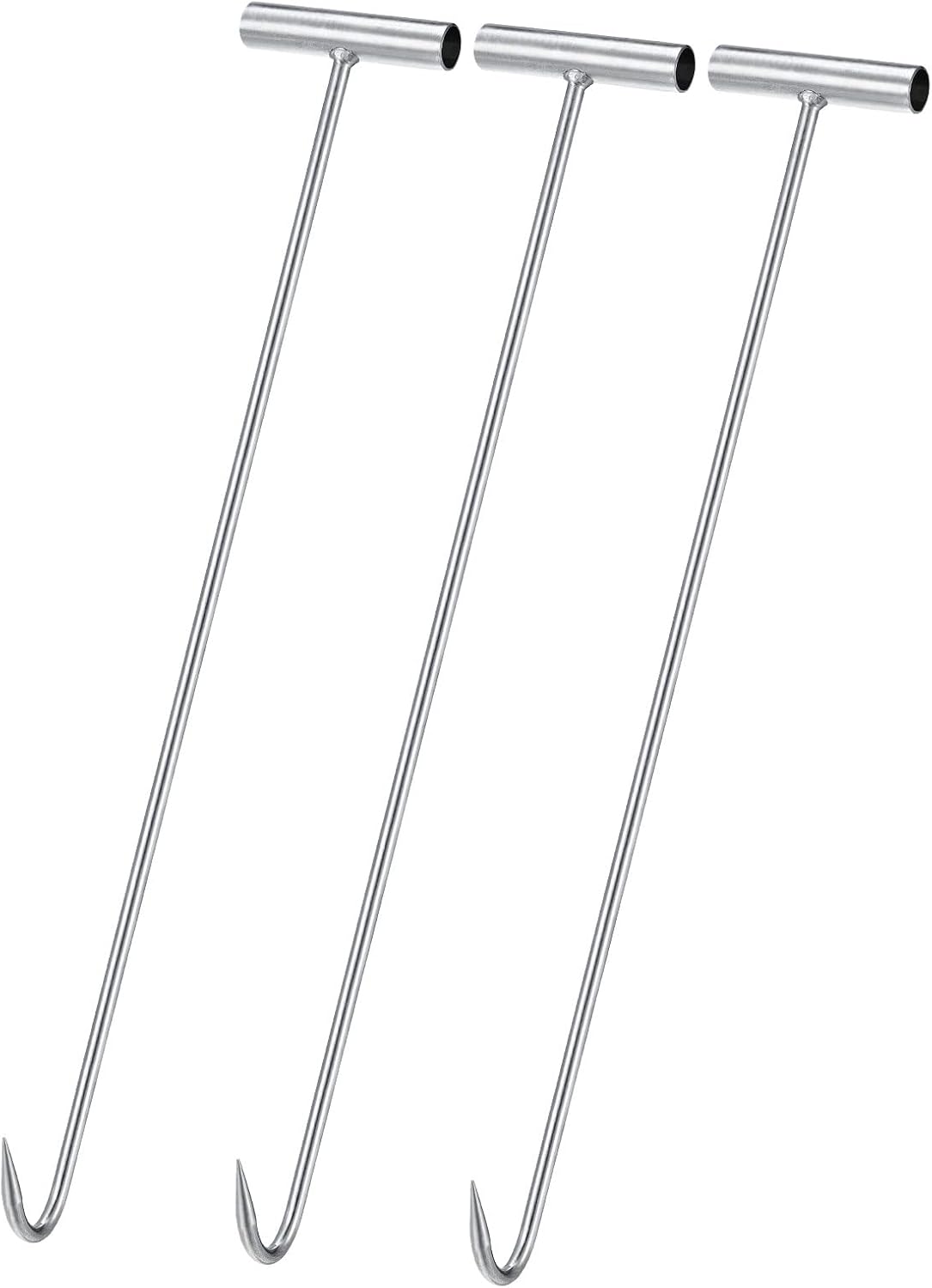 uxcell T-Handle Meat Boning Hook, Galvanized T Hooks for Kitchen Butcher Shop Restaurant 24"(600mm) 3Pcs