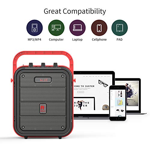 Shinco SJ52 Portable Karaoke Machine with Wireless Microphone, Rechargeable PA System, Bluetooth Speaker with FM Radio, Audio Recording, Remote Control