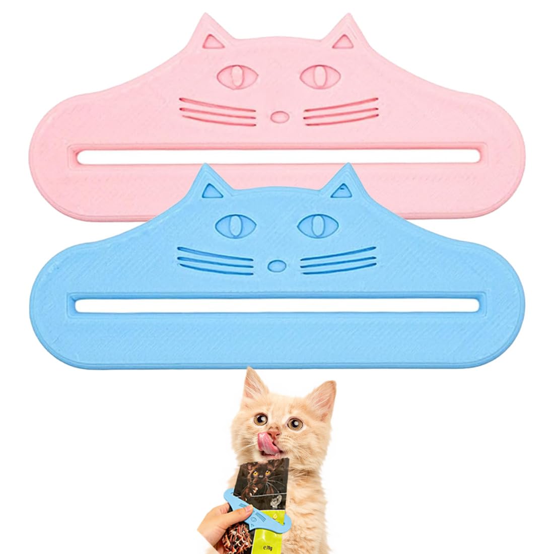 2 Pezzi Distributore Di Snack Spremitore Di Cibo Per Animali Domestici In Plastica Per Snack Per Animali Domestici, Casa, Viaggio, Campeggio, Rifugi Blu E Rosa 13X3.5 Cm